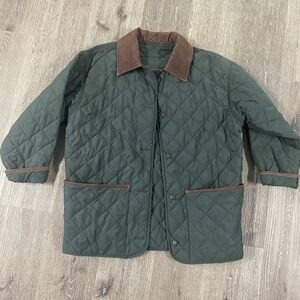 Timberland Womens Green Quilted Snap Lined Barn Chore Coat Jacket Size Medium